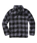 Sweat polaire en peluche Teddyfleece Troyer noir et gris Brandit