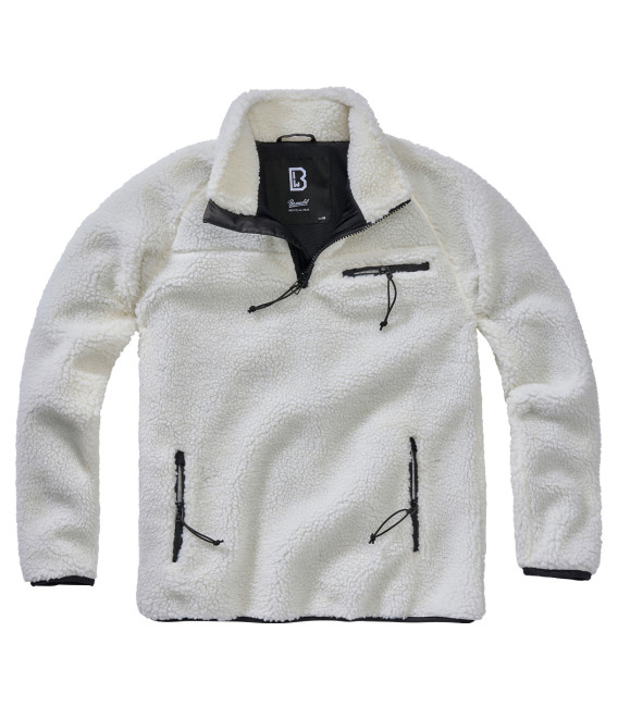 Sweat polaire en peluche Teddyfleece Troyer Blanc Brandit