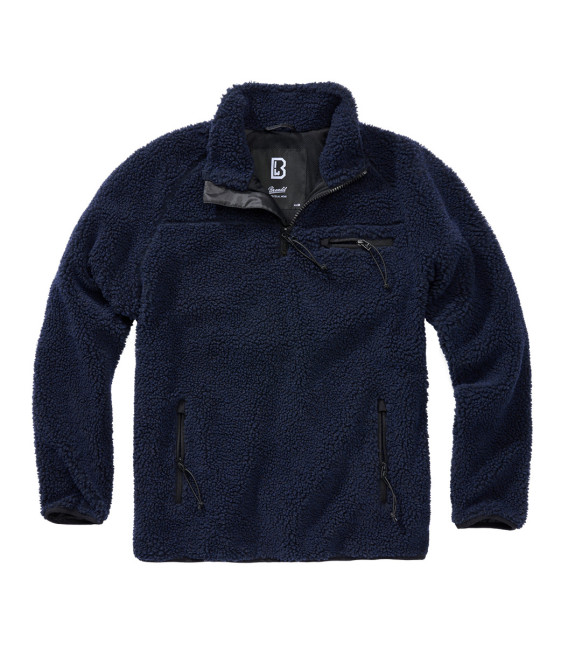 Sweat polaire en peluche Teddyfleece Troyer Bleu Marine Brandit