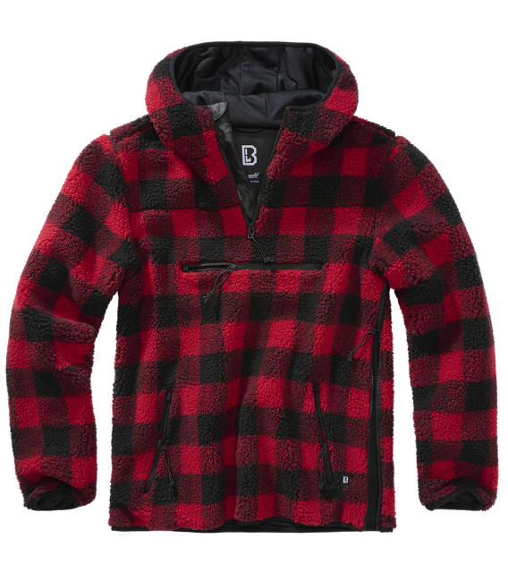 Pull-over en peluche Teddyfleece Rouge et noir Brandit
