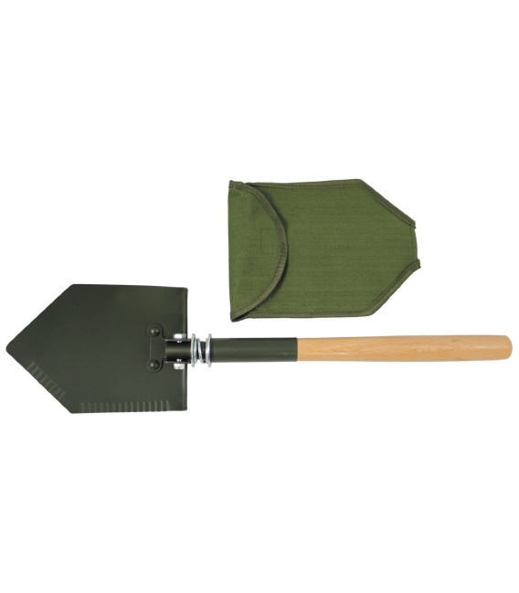 pelle pliante, manche bois, housse occ. - Surplus militaire