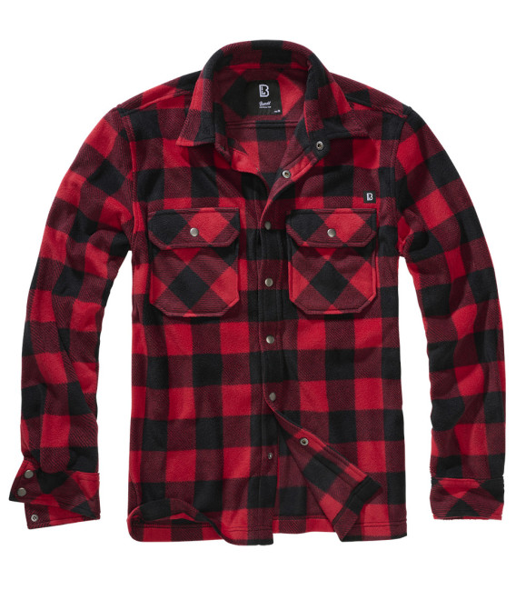 Chemise polaire Jeff à manches longues Brandit Noire et rouge