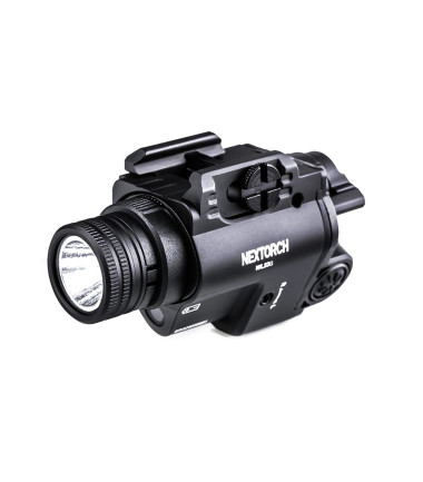 Lampe avec pointeur laser rouge pour arme de poing WL23 - éclairage blanc - 1300 lumens Nextorch