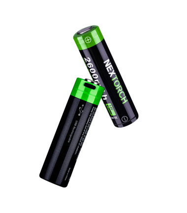 Batterie rechargeable 18650 3.6V 2600 mAh avec port USB type-C Nextorch