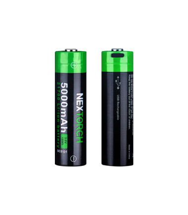 Batterie rechargeable 21700 3.6V 5000 mAh avec port USB type-C Nextorch