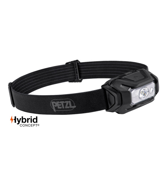 Lampe frontale Hybrid Aria 1 noir - éclairage blanc, rouge, vert et bleu - 350 lumens Petzl