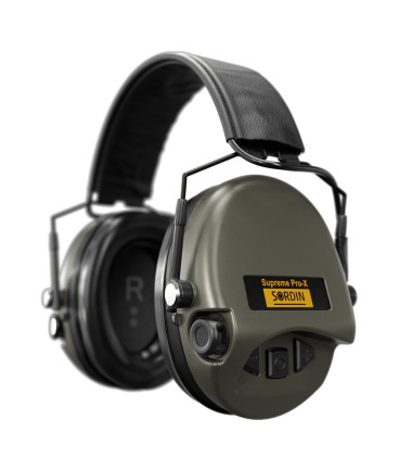 Casque anti-bruit Suprême Pro-X SFA vert olive serre-tête cuir noir Sordin