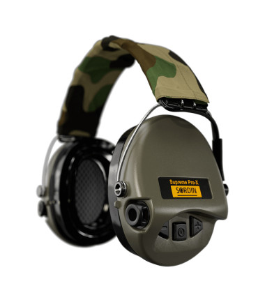 Casque anti-bruit Suprême Pro-X LED vert olive serre-tête tissu camo Sordin