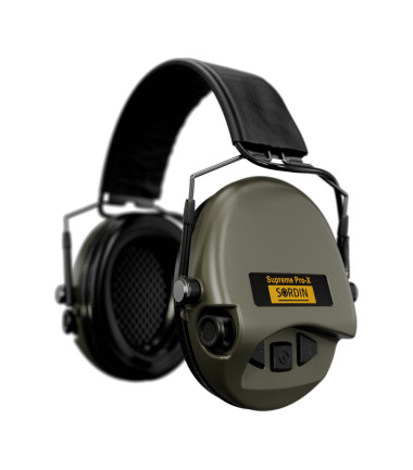 Casque anti-bruit Suprême Pro-X SLIM vert olive serre-tête cuir noir Sordin