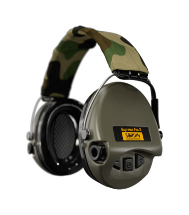 Casque anti-bruit Suprême Pro-X vert olive serre-tête tissu camo Sordin