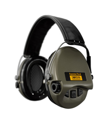 Casque anti-bruit Suprême Pro-X vert olive serre-tête cuir noir Sordin