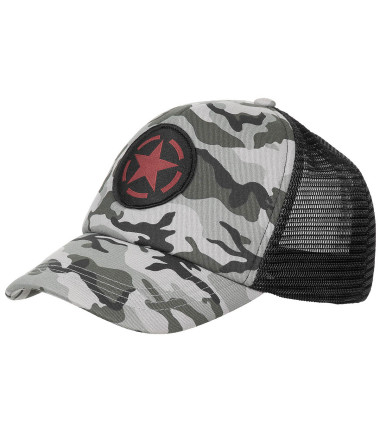 Casquette Trucker, Taille réglable Camouflage - Urbain gris (neige) M.F.H.