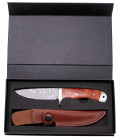couteau damask, cuir fourreau, rouge bois de cognasse insert - Surplus militaire