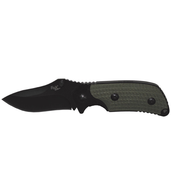 couteau pliant, noir, une main, kaki poignee - Surplus militaire