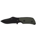 couteau pliant, noir, une main, kaki poignee - Surplus militaire