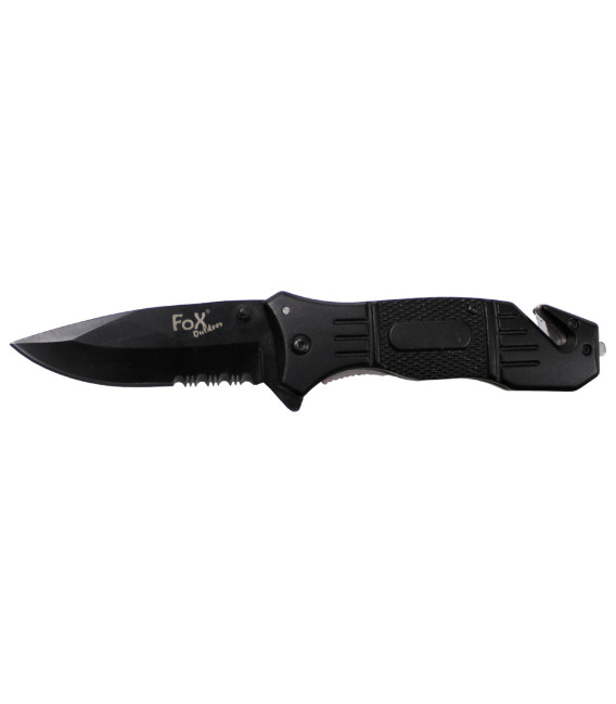 couteau pliant, une main, noir coupeur sangle, clip ceinture - Surplus militaire