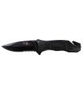 couteau pliant, une main, noir coupeur sangle, clip ceinture - Surplus militaire