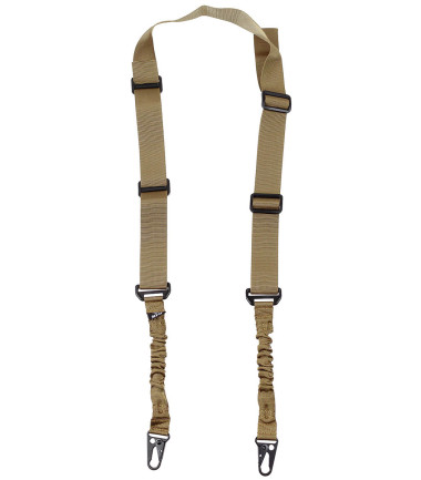 Sangle élastiquée pour fusil, 2 points Coyote M.F.H.