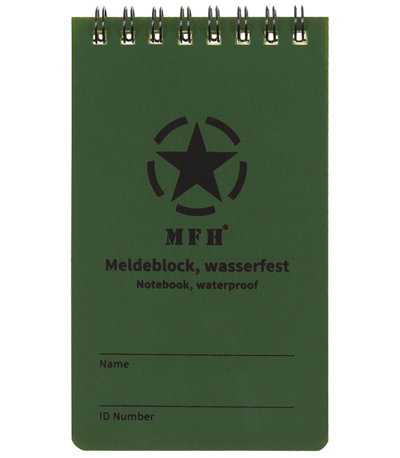 Cahier résistant à l'eau avec reliure spirale 7.5 x 13 cm Vert M.F.H.