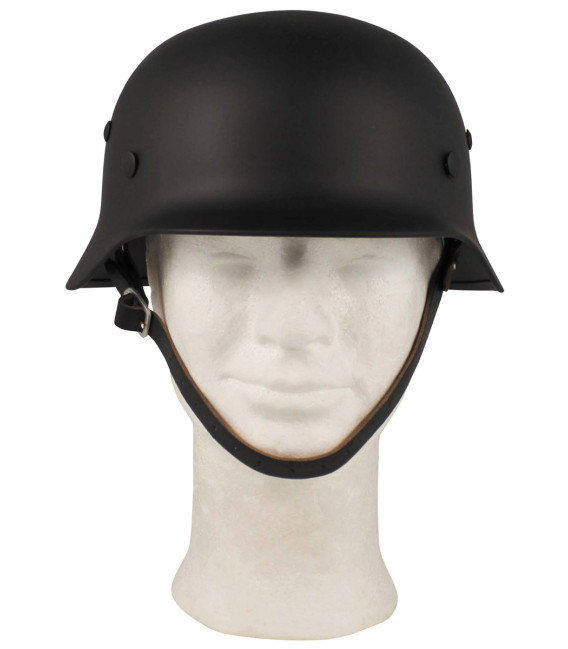 Casque en acier, "WW II", noir, intérieur en cuir - Surplus militaire