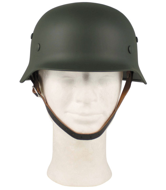 Casque en acier, "WW II", vert, intérieur en cuir - Surplus militaire