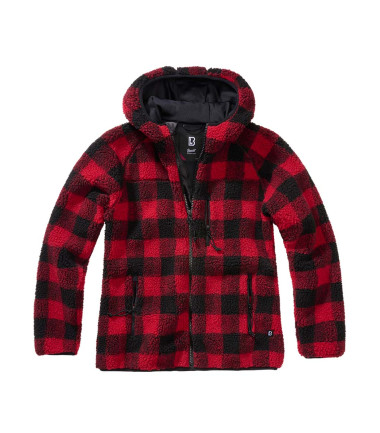 Veste polaire &agrave; capuche femme Teddy Brandit Noir et Rouge