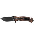 Couteau pliant, une main, manche en bois, avec allume-feu Fox Outdoor Marron
