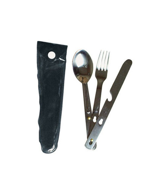 Couverts inox pour Bivouc (cuillère, fouchette et couteau) - Surplus militaire