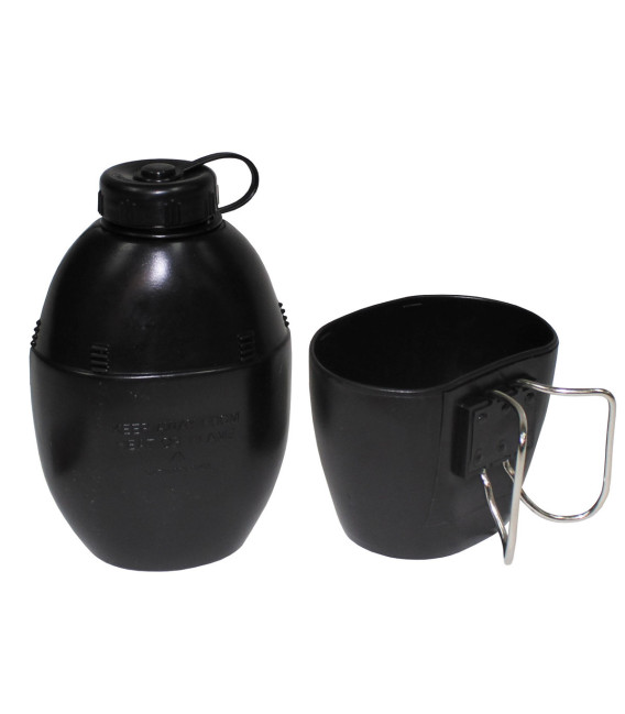 GB Gourde plastique, noir, avec gobelet - Surplus militaire