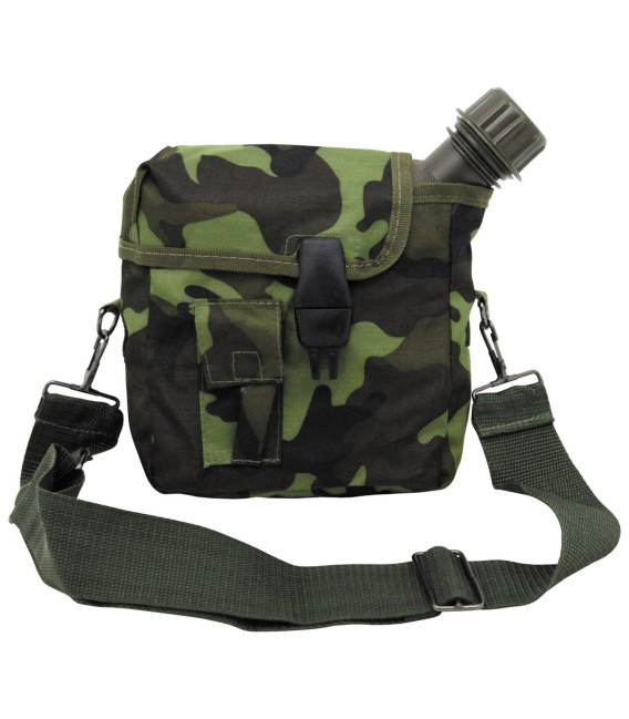 US gourde, 2 qt., anguleuse, avec housse, M 95 CZ camou - Surplus militaire