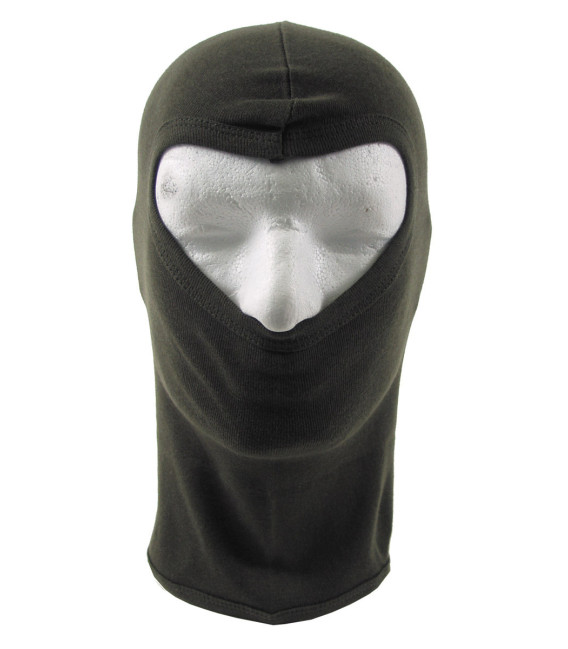 Cagoule Balaclava, 1 trou, souple, vert, 100% coton - Surplus militaire