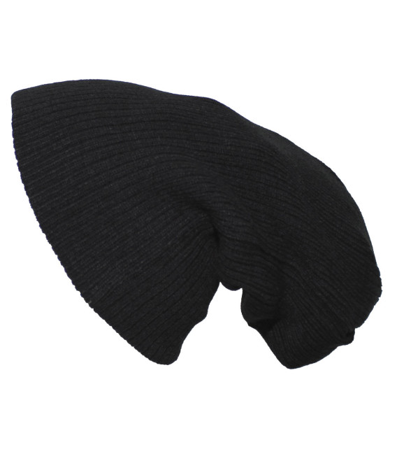 Bonnet tricoté, "BEANIE", noir, rip, extra longue - Surplus militaire