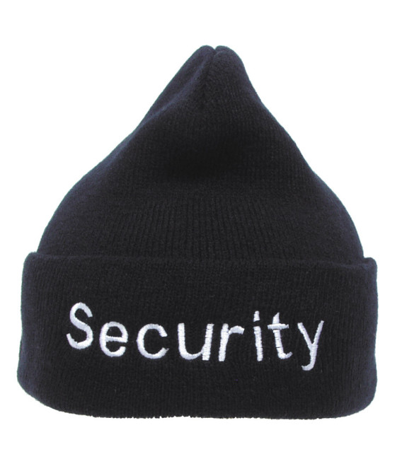 Bonnet, noir, acrylique, brode argent "Security" - Surplus militaire