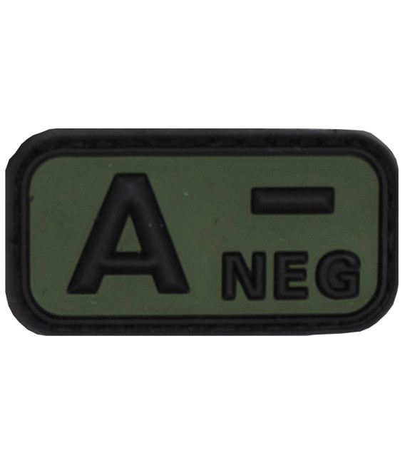 Insigne velcro, noir/kaki, groupe sanguin "A NEG", 3D - Surplus militaire