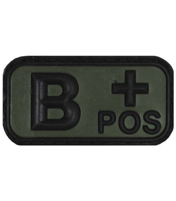 Insigne velcro, noir/kaki, groupe sanguin "B POS", 3D - Surplus militaire