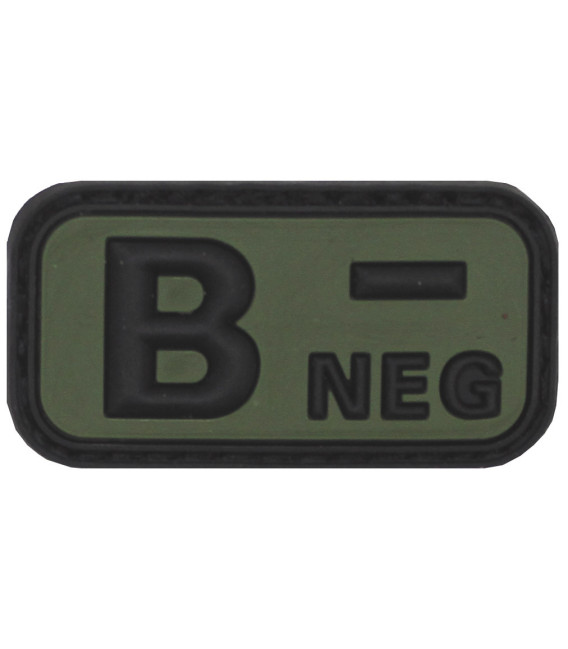 Insigne velcro, noir/kaki, groupe sanguin "B NEG", 3D - Surplus militaire
