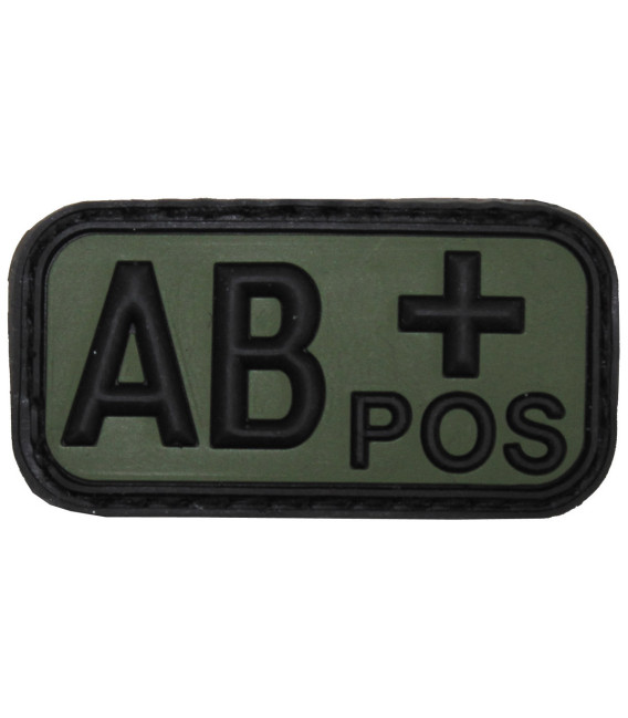 Insigne velcro, noir/kaki, groupe sanguin "AB POS", 3D - Surplus militaire