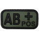 Insigne velcro, noir/kaki, groupe sanguin "AB POS", 3D - Surplus militaire