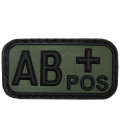 Insigne velcro, noir/kaki, groupe sanguin "AB POS", 3D - Surplus militaire