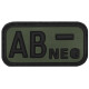 Insigne velcro, noir/kaki, groupe sanguin "AB NEG", 3D - Surplus militaire
