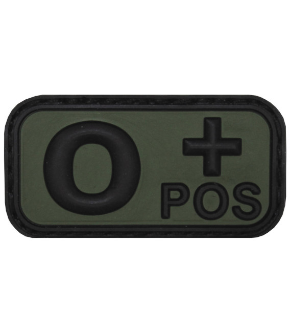 Insigne velcro, noir/kaki, groupe sanguin "O POS", 3D - Surplus militaire