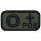 Insigne velcro, noir/kaki, groupe sanguin "O POS", 3D - Surplus militaire