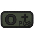 Insigne velcro, noir/kaki, groupe sanguin "O POS", 3D - Surplus militaire