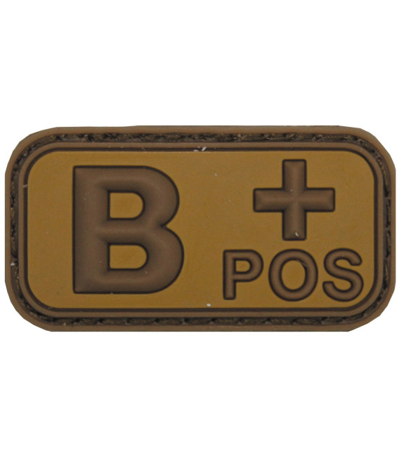 Insigne velcro, marron/kaki, groupe sanguin "B POS", 3D - Surplus militaire