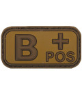Insigne velcro, marron/kaki, groupe sanguin "B POS", 3D - Surplus militaire