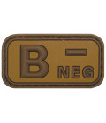 Insigne velcro, marron/kaki, groupe sanguin "B NEG", 3D - Surplus militaire