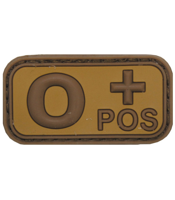 Insigne velcro, marron/kaki, groupe sanguin "O POS", 3D - Surplus militaire